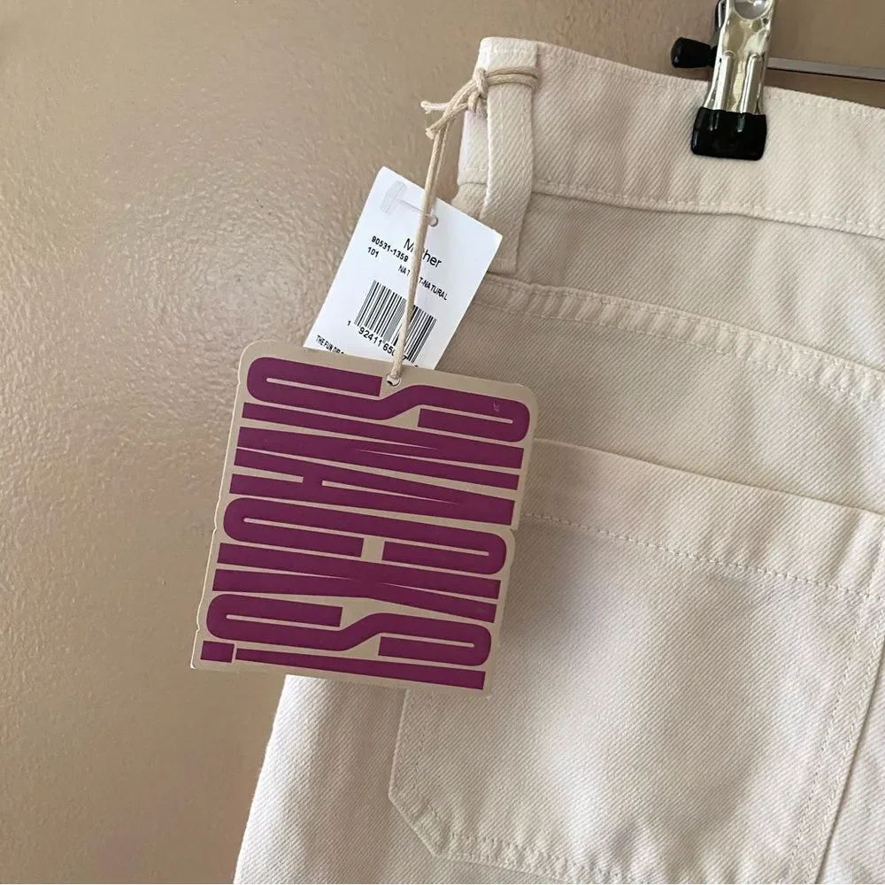 NWT Mother SNACKS! The Fun Dip Cargo Skirt Natural white denim maxi Revolve 29